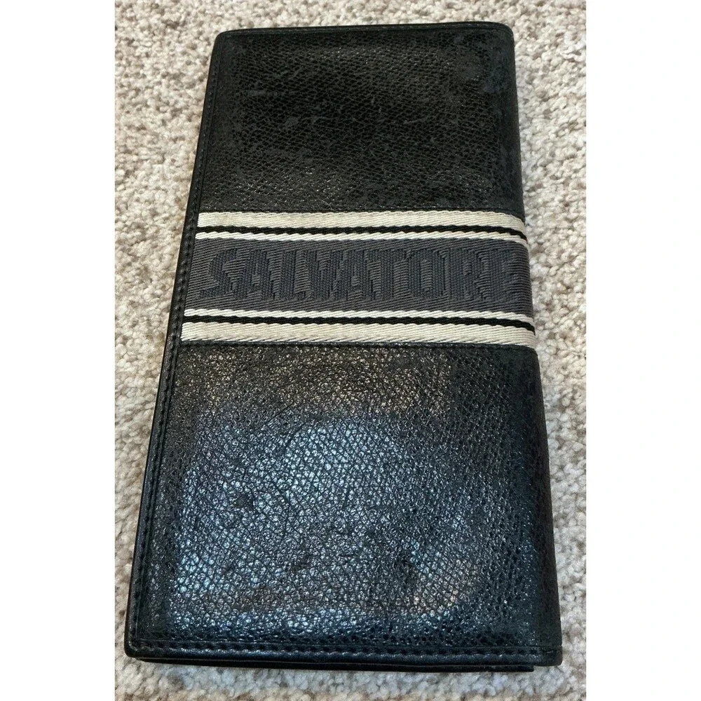 Salvatore Ferragamo Men’s Long Black Bifold Wallet Authentic